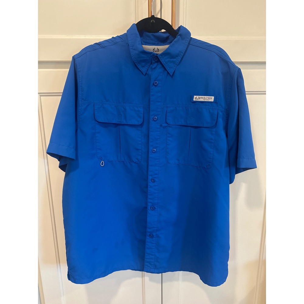 Realtree Fishing Mens Large Lapis Blue Short Sleeve Button Down Shirt
Outdoor